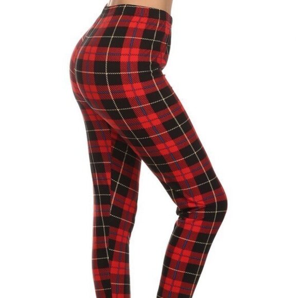 LEGGINGS DEPOT Plaid Print Full Length Leggings Size 18 NWT - Picture 1 of 5
